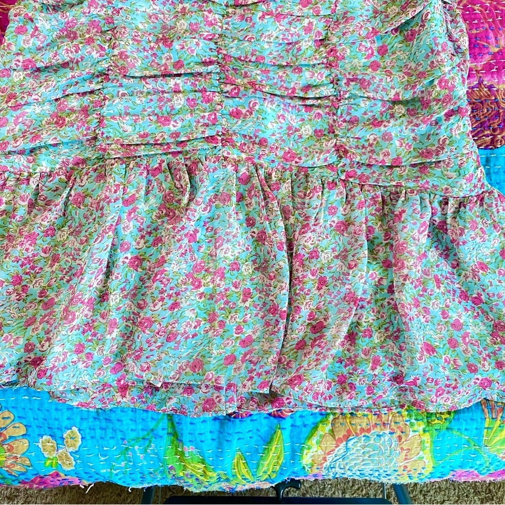 NWOT ASTR The Label Blue Floral Ruched Sweetheart Mini Dress - Picture 8 of 14
